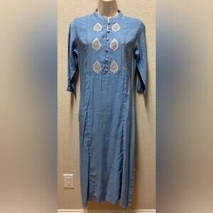 La Fille Blue Caftan Dress Sz XL